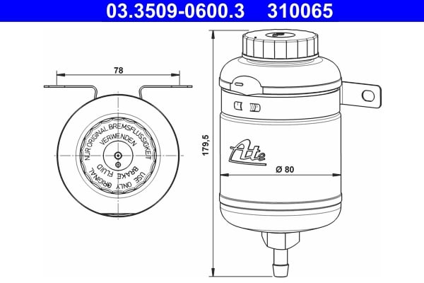 Expansion Tank, brake fluid ATE 03.3509-0600.3