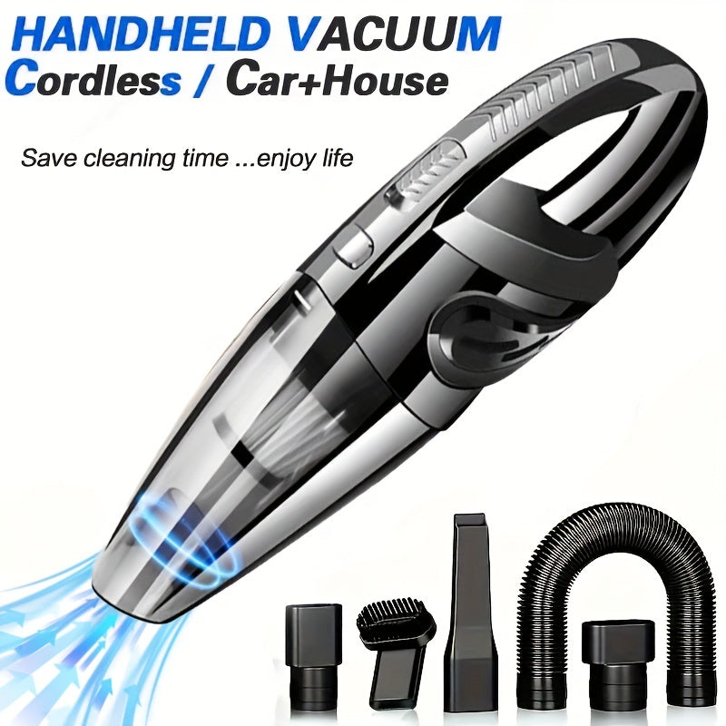 TEMU Cordless Handheld Vacuum Cleaner With Strong 4kpa, Rechargeable 1800mah Lithium Battery, Usb Rechargeable Portable Car Vacuum Cleaner, , Adapter