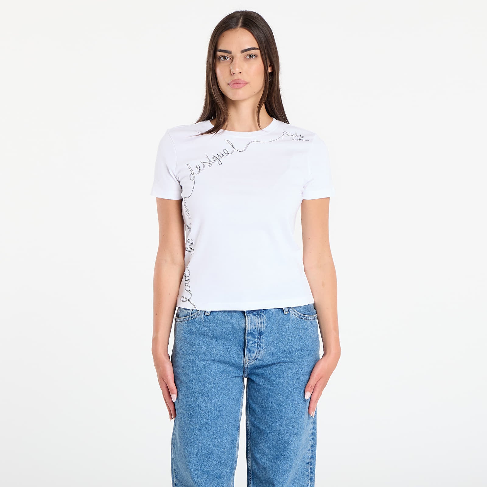 Koszulka Desigual T-Shirt With Embroidered Lettering White S