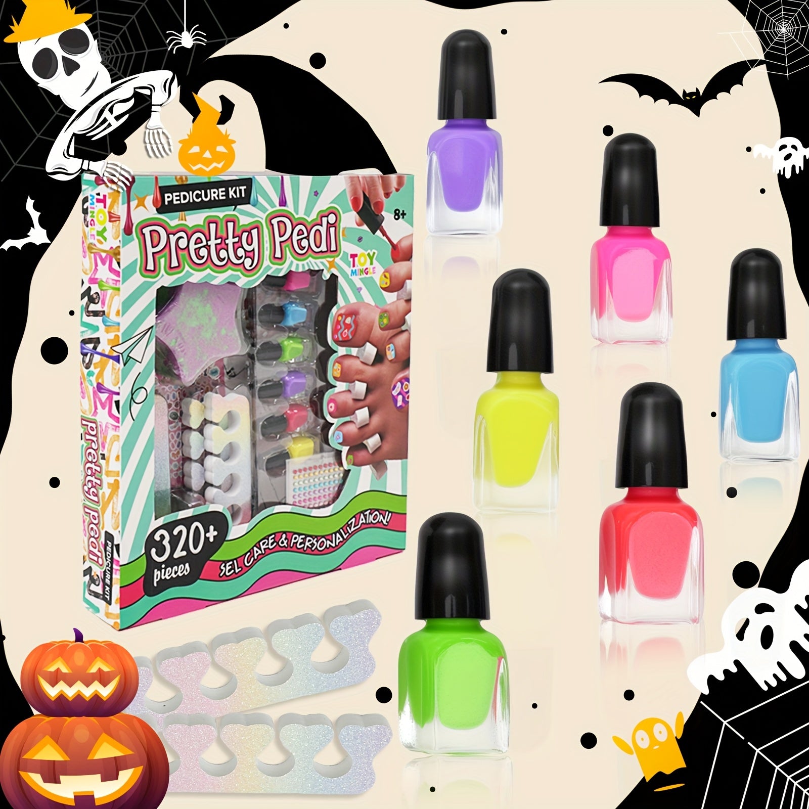 TEMU 320+pcs Pedicure Play Set With Colorful Nail Polish & Stickers - Complete Spa Party Kit For S & Adults, Pretend Play & Self-care Games, Birthday