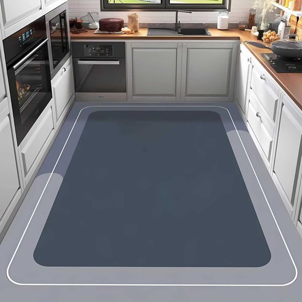 100x200 Blue Grey Diatoeous Earth Kitchen Floor Mat Cutable Dustproof and Anti Slip Mat Y250111