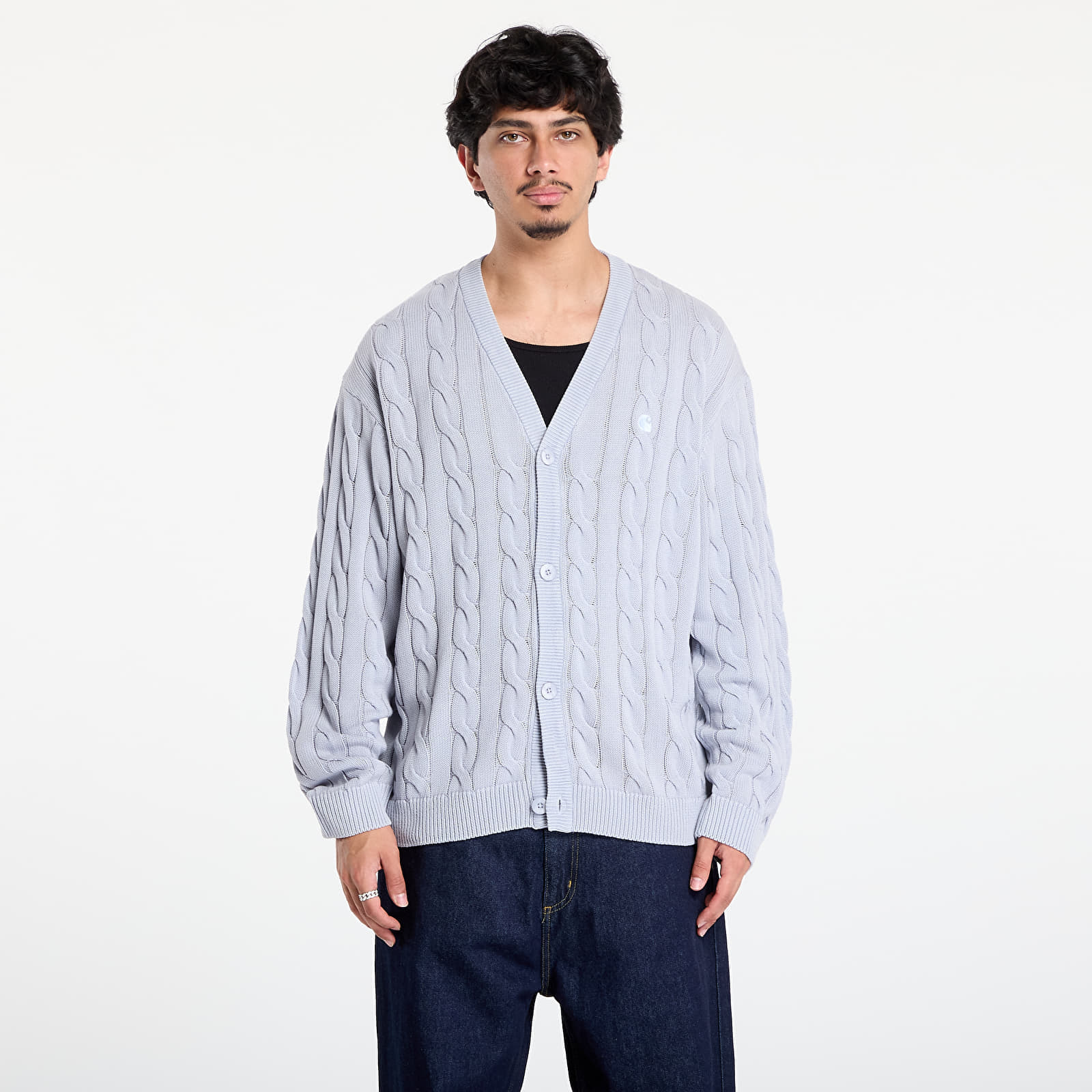 Carhartt WIP Carter Cardigan Blue Fog Garment Dyed M