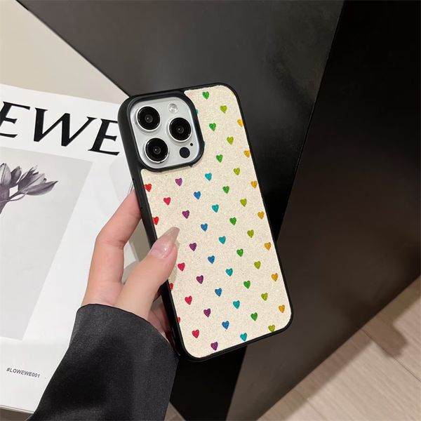 Top Luxurys Designer Phone Cases For iPhone 16Promax 16Plus 16Pro15 Pro Max 14Plus 11 12 13 Pro Promax Fashion Heart glitter Designers Anti-
