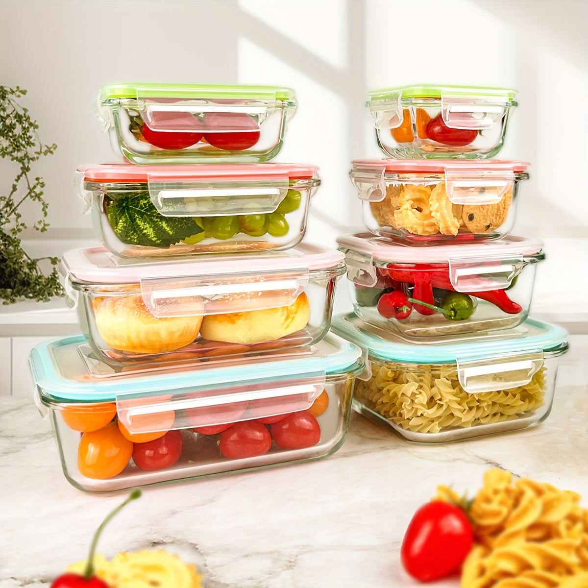 TEMU 8 Pack Food Storage Containers For Meal Prep Bento Boxes - Airtight Leak-proof Microwave Oven Freezer Dishwasher Safe - Bpa Free Stain-resistant