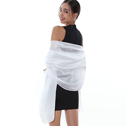 RIIQIICHY Shawls Wraps for Evening dresses Scarfs for Women Formal Shawl for Wedding Like Chiffon Shawl White