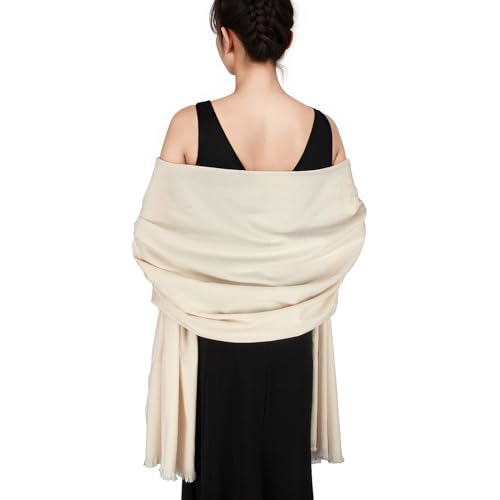 SWAT PANY Pashmina shawls and wraps for Evening Dresses Scarf for Women Winter Shawl Wraps for Women Weedings Cream