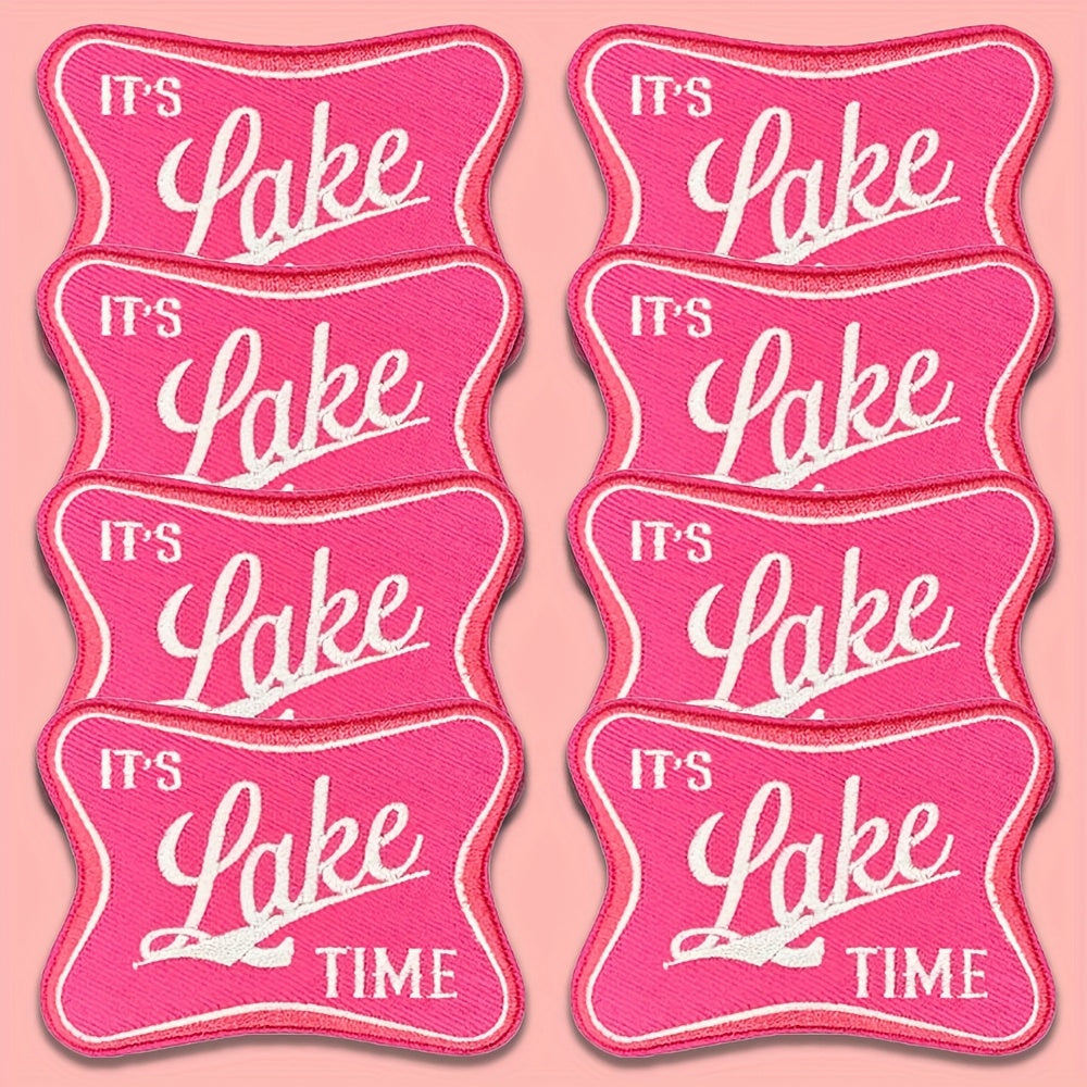 TEMU 8pcs Per Set Of " Lake Time" Embroidered Patch Cloth, Suitable For Clothes, Hats, Bags And Diy Making