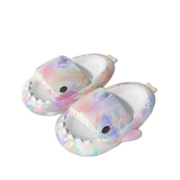 Womens Printed Shark Slippers Summer Men Thick-soled Slides Home EVA Non-slip Flip Flops Couple Sandals Anti-slip Flat Shoes