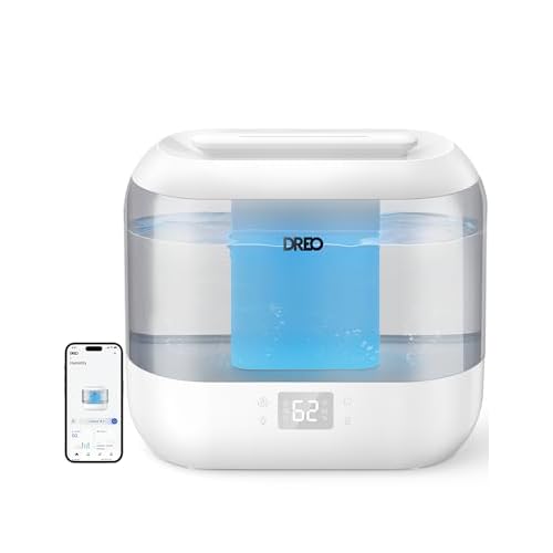 Dreo Smart Humidifiers for Bedroom, Top Fill 4L Cool Mist Humidifier with Nightlight, 36H Runtime, Touch-APP-Voice Control, Quiet Ultrasonic Humidifie
