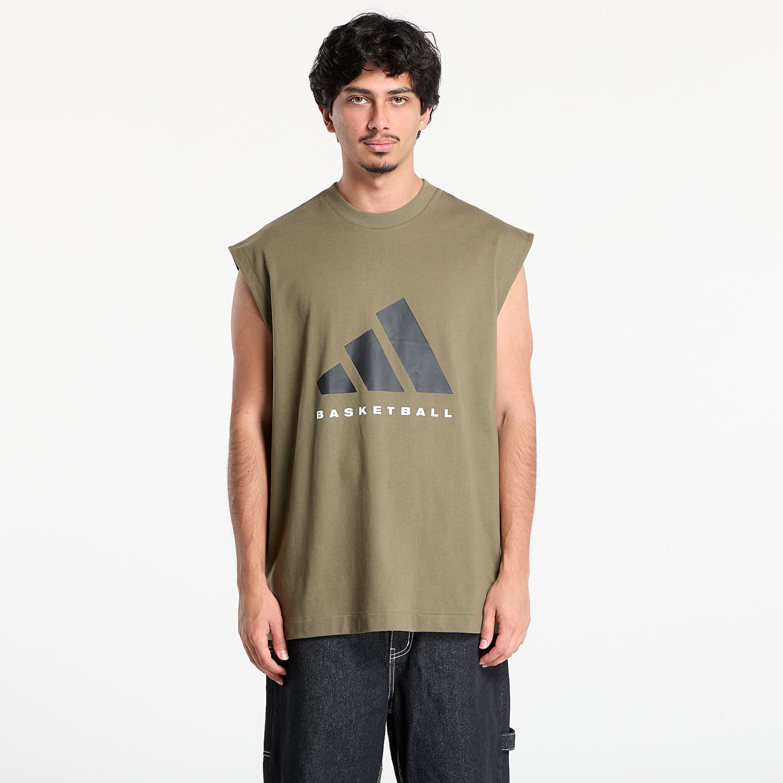 adidas Basketball Sleeveless T-Shirt (Gender Neutral) Olive Strata S