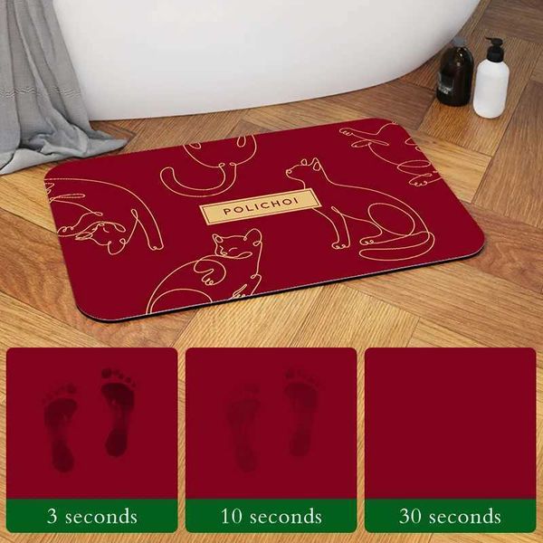 Bath Mats Anime Cat Stone Bath Mat Absorbent Quick Dry Bathroom Rug Bathtub Side Carpet Non-Slip Shower Toilet Shower Foot Pad Washable
