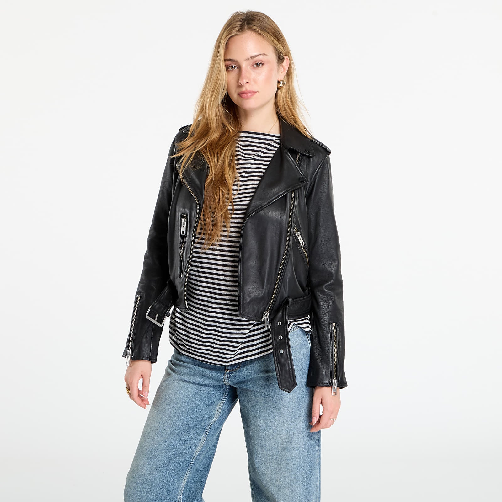 Kurtka AllSaints Balfern Leather Biker Jacket Black 12