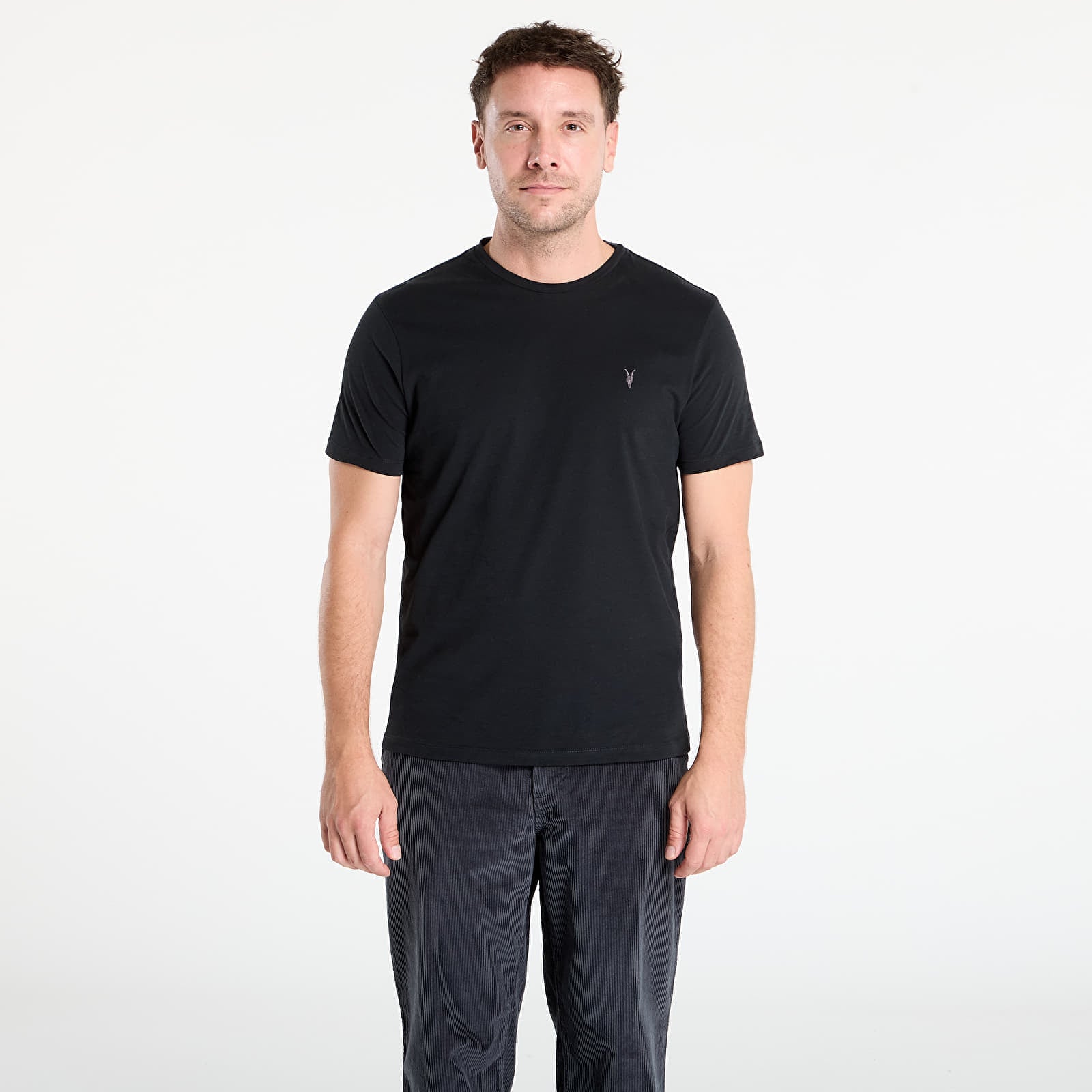 Koszulka AllSaints Brace Brushed Cotton Crew Neck T-Shirt Jet Black M