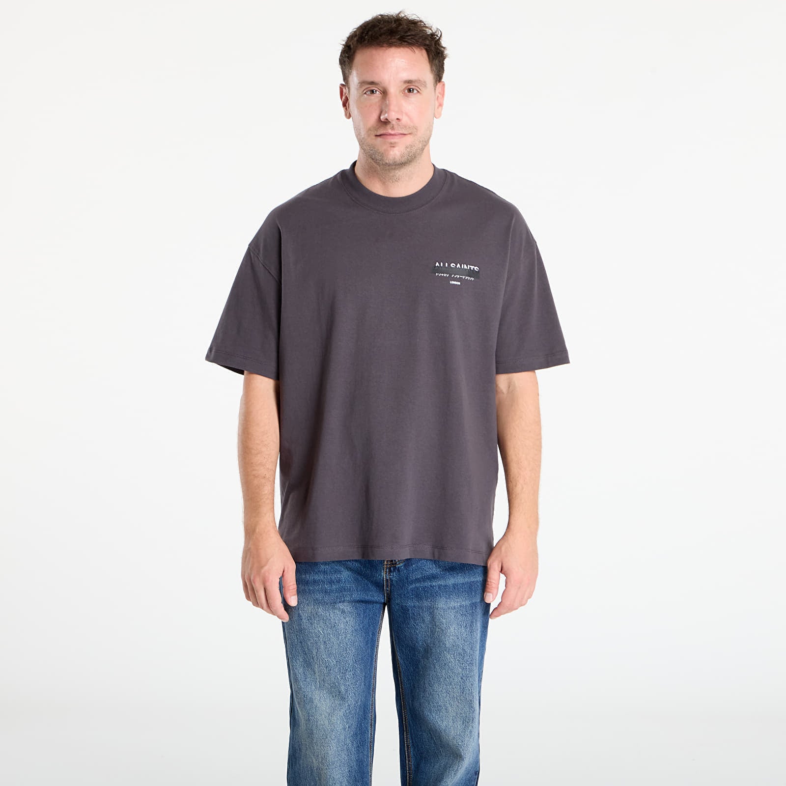 Koszulka AllSaints Redact Oversized Logo T-Shirt Washed Black L