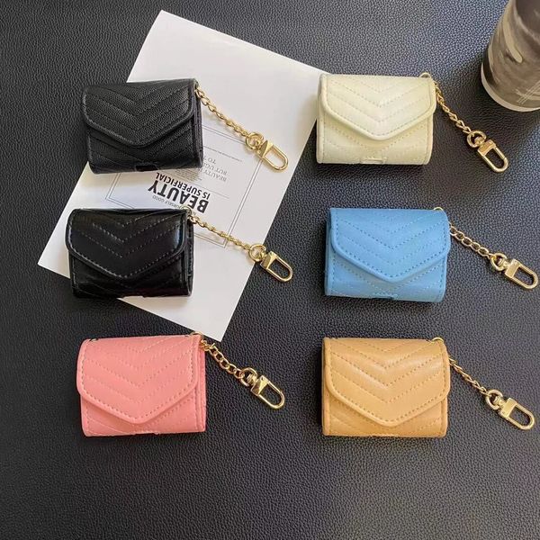 Luxury Designer AirPods Case Chain Strip Bag for Apple Air pod Pro 1 2 3 4 5 6 Generation Case Headset Packet Hook Clasp Keychain Anti Lost