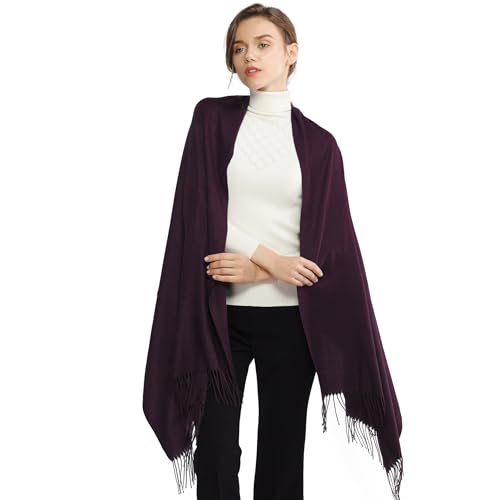 RIIQIICHY Women's Scarf Pashmina Shawls and Wraps for Evening Dress Bridesmaid Wedding Bridal Winter Warm Long Large Scarves Dark Purple