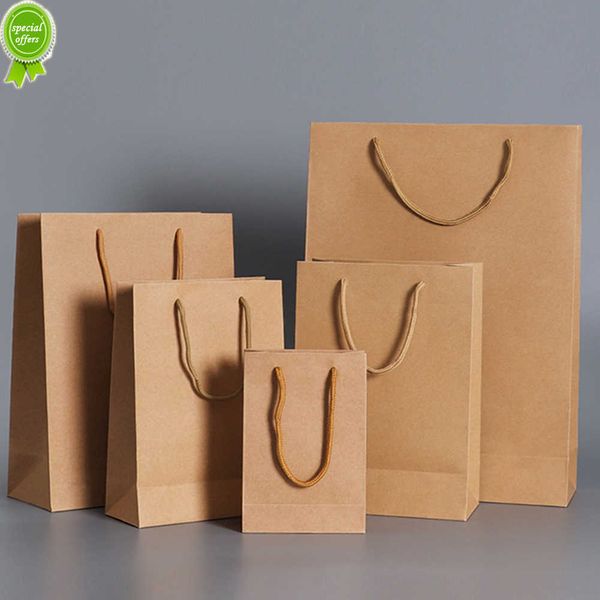 Kraft With Handle Paper Festival Party Gift Packaging Bag Cookie Candy Shopping Bags Wholesale