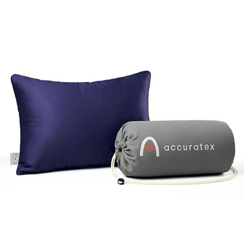 ACCURATEX Camping Pillow-100% Cotton Breathable Cover,Shredded Memory Foam Compressible Travel Pillow,Camping&Travel Accessories-Small Backpacking Pil
