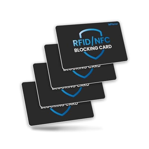 WHonor RFID Blocking Card 4 Pack, Debit Credit Card Protector, Anti-Theft Contactless NFC Blocker, Entire Wallet Protection