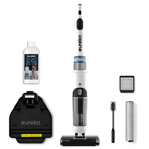 Eureka NEW500 Cordless Wet Dry Vacuum Cleaner and Mop for Multi-Surface, Lightweight Hardwood Floors Cleaner with Self-Cleaning System, Voice prompts