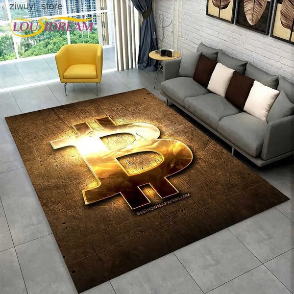 Carpets 3D Bitcoin Virtual Currency Area Rug LargeCarpet Rug Living Room Bedroom Sofa Playroom Doormat DecorKid Non-slip Floor Mat L240910