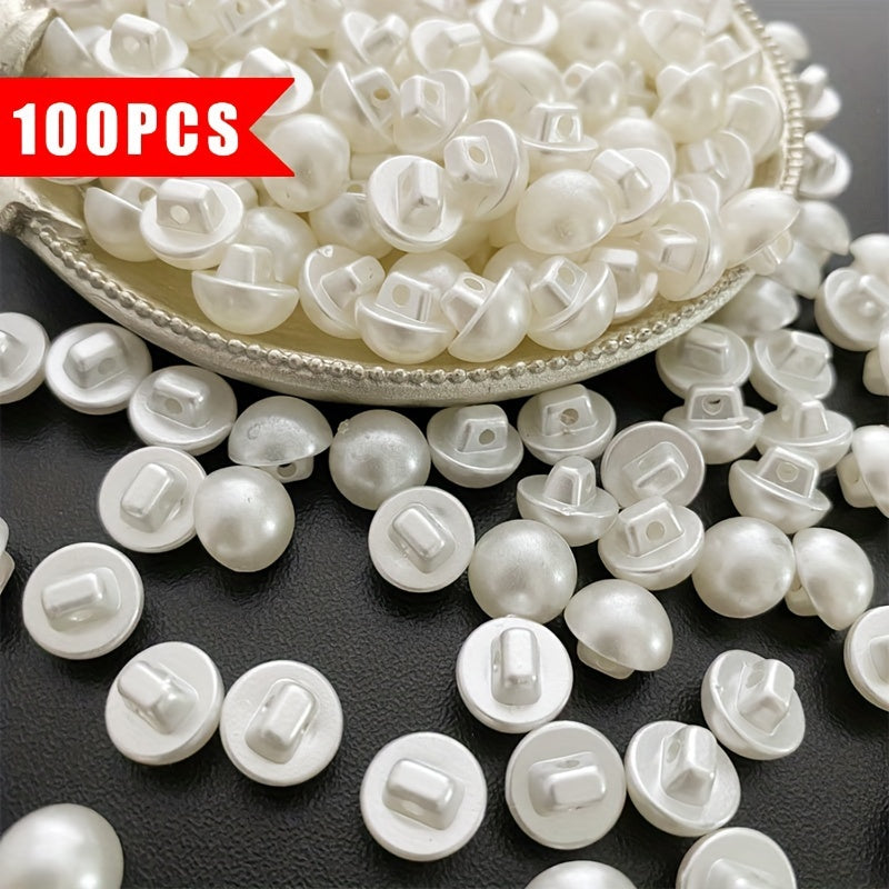TEMU 100pcs Acrylic , Half-round Mushroom Shape With Shank For Sweaters, Blouses, Cheongsam, Decorative Crafts & Accessories