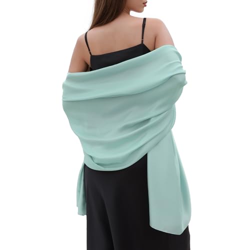 Womens Scarf Pashmina Shawls and Wraps for Evening Dresses Like Chiffon Silk Scarf for Bridal Weddings Turquoise