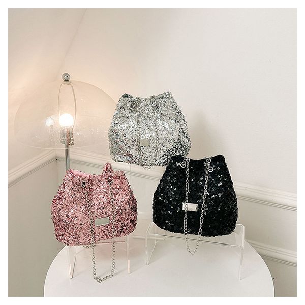 Dinner bag 2024 autumn new sequin decoration bucket bags fashionable single shoulder Underarm bag luxury womens purse handbag CSD24091213F5