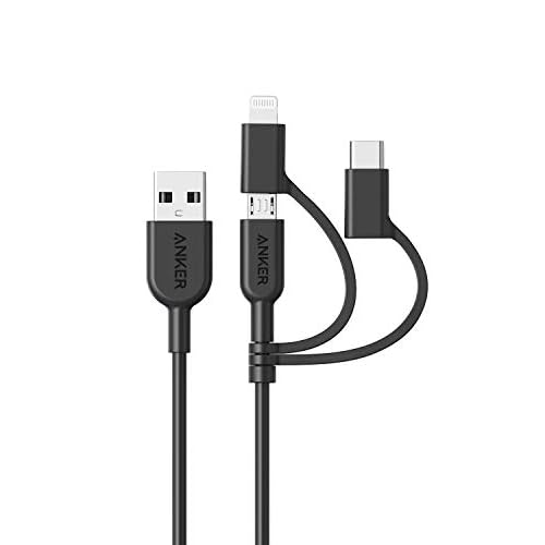 Anker Powerline II 3-in-1 Cable, Lightning-Type C-Micro USB Cable for iPhone, iPad, Huawei, HTC, LG, Samsung Galaxy, Sony Xperia, Android Smartphones,