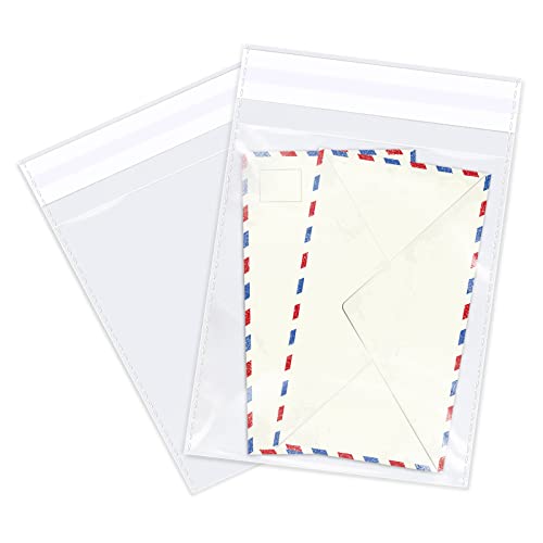 6" x 9" (100 Count) Clear Cellophane Bags - Self Sealing Cello Plastic Poly Bags- for A7 A8 A9 Cads & Envelopes, Bakey, Cookies, Candies 6" x 9" 100 P