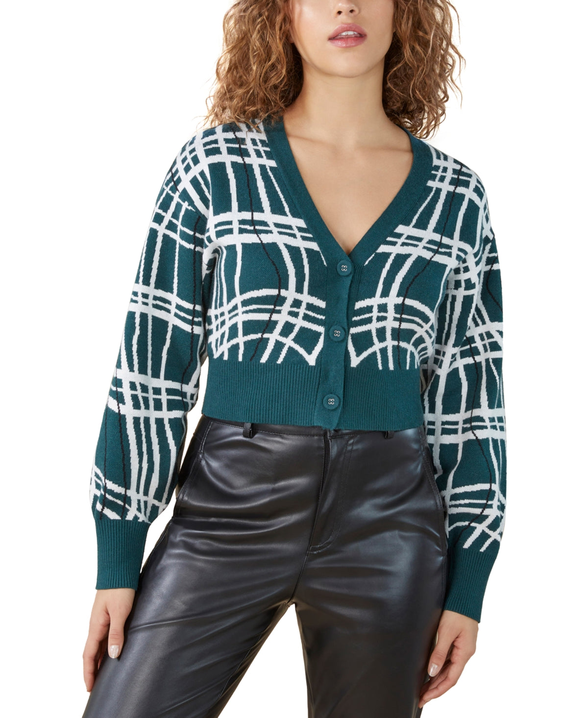 Cropped Plaid Cardigan In Whimsical