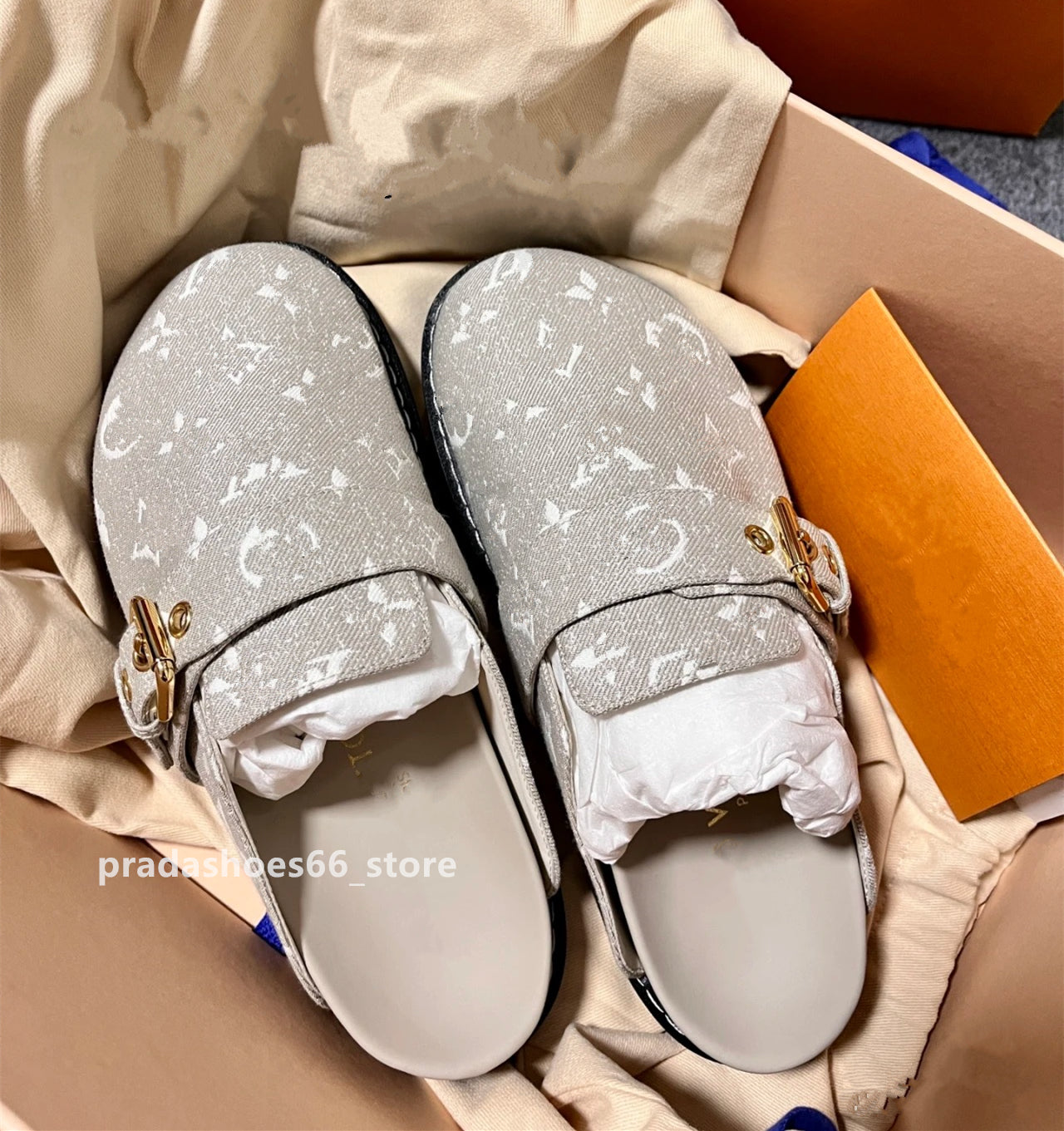 2024 Luxury brand Cork Clogs Half Slippers For Women Slip-on Leather Cork Sandals Cork Slide And Mules For Trendy Cute Outdoor Beach holiday lvSlide