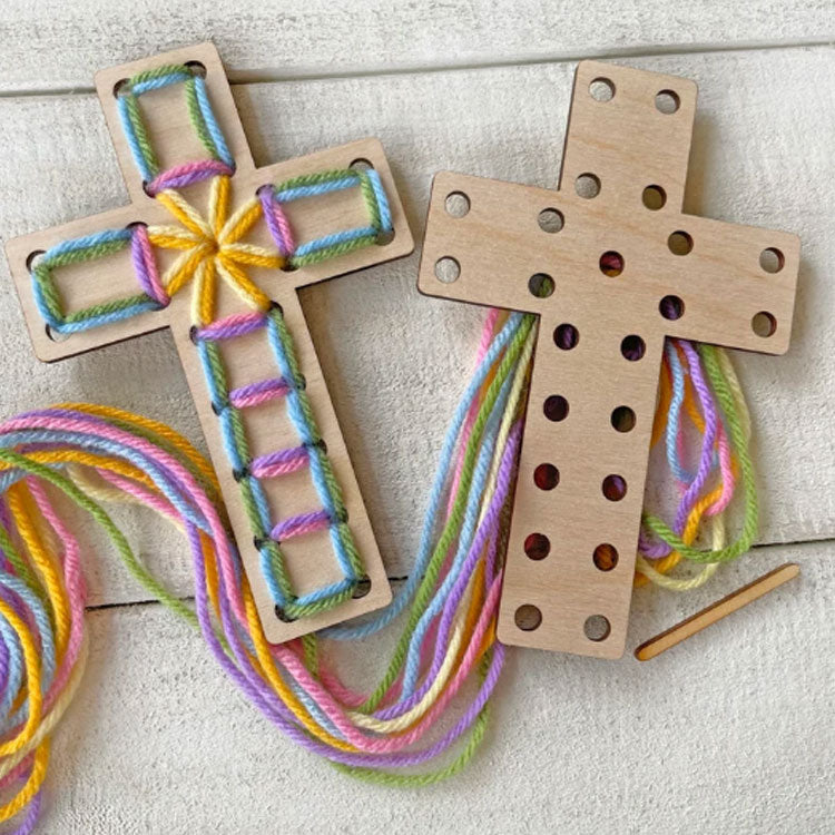 Easter Crosses - Wood Project for Kids - Complete Yarn Craft Kit