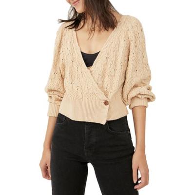 Olive You Cable Wrap Cardigan In Macadamia