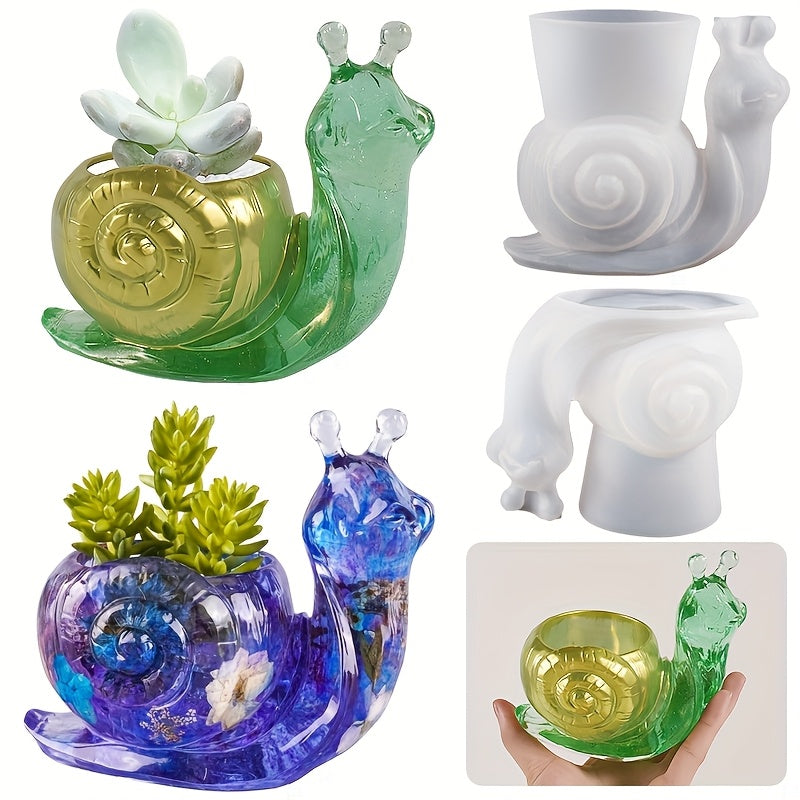 TEMU 2pcs Snail-shaped Silicone Molds For Resin & Concrete - Bpa-free, Epoxy Vases, Cement Planters, And Whimsical Home Decor Crafts