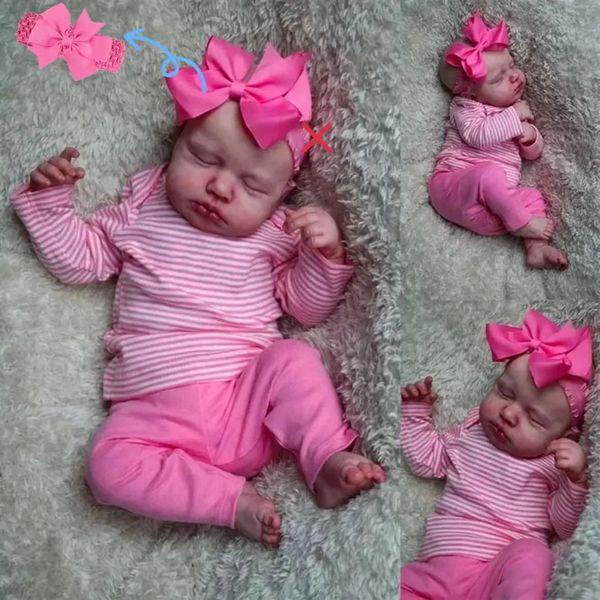 MRB 50CM Already Finished Reborn Baby LouLou Asleep Doll Lifelike 3D Skin Visible Veins Handmade Doll Christmas Gift For Girl 250115