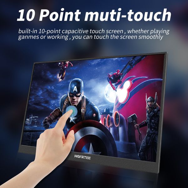 HGFRTEE 16inch Touch Screen Portable Monitor 100%sRGB 300Cd-m² Travel Gaming Display for Laptop Switch ps4 ps5 Xbox