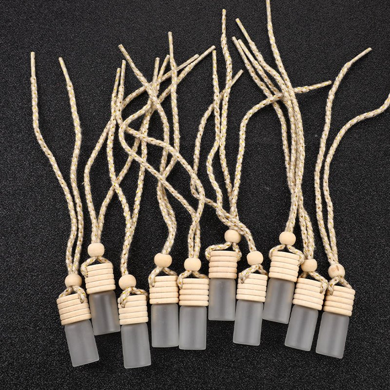 TEMU Vintage Style 10pcs 5ml Car Perfume Bottle Set - Frosted Glass Pendant Air Freshener Decor Car Accessories Without Supply