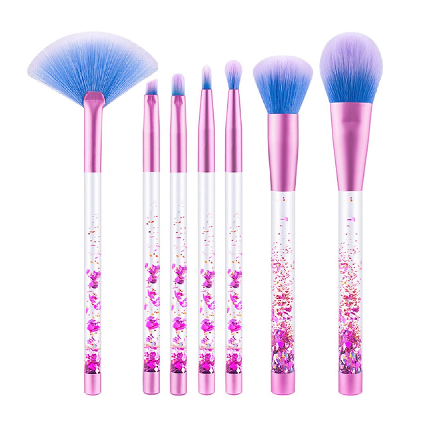 7-Piece Professional Abstract Everyday Use Makeup Brush Set - Glitter