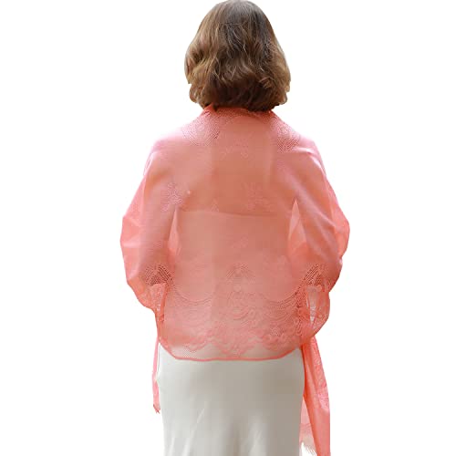 RIIQIICHY Shawls and Wraps for Evening Dresses Scarfs for Women Pashmina Wedding Formal Shawl Shell Pink-3