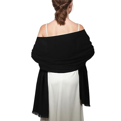 RUI VTRON Shawl Wraps for Women Pashmina Shawls and Wraps for Evening Dresses Large Soft Scarf Winter Scarf Wedding Shawl… Black