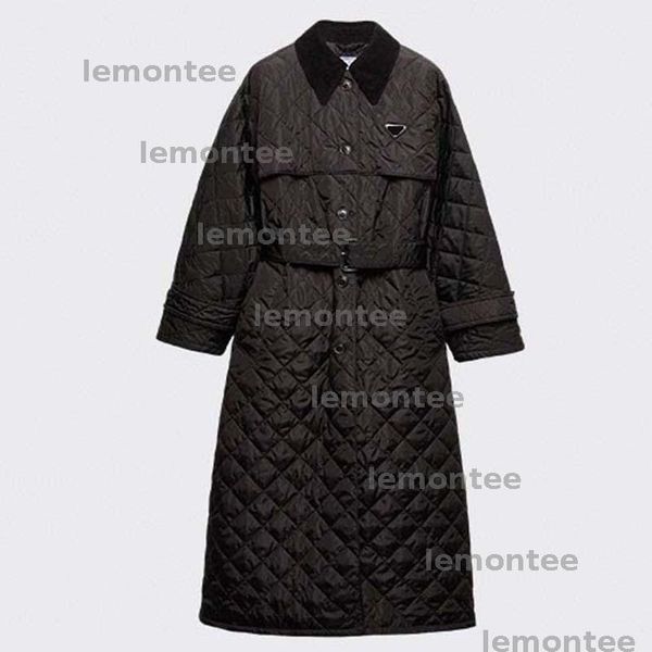 Down Coat Woman Designer Outwear Luxury Clothing Autumn Winter Warm Long Style Down Jacket -30 Grid Sanded Cotton Coat With A Belt DPD241009