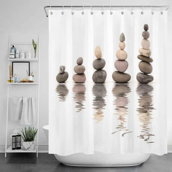 Shower Curtains Stacked Zen stone shower curtains Oriental rocks on peaceful baths waterproof curtains with hooks S2462401