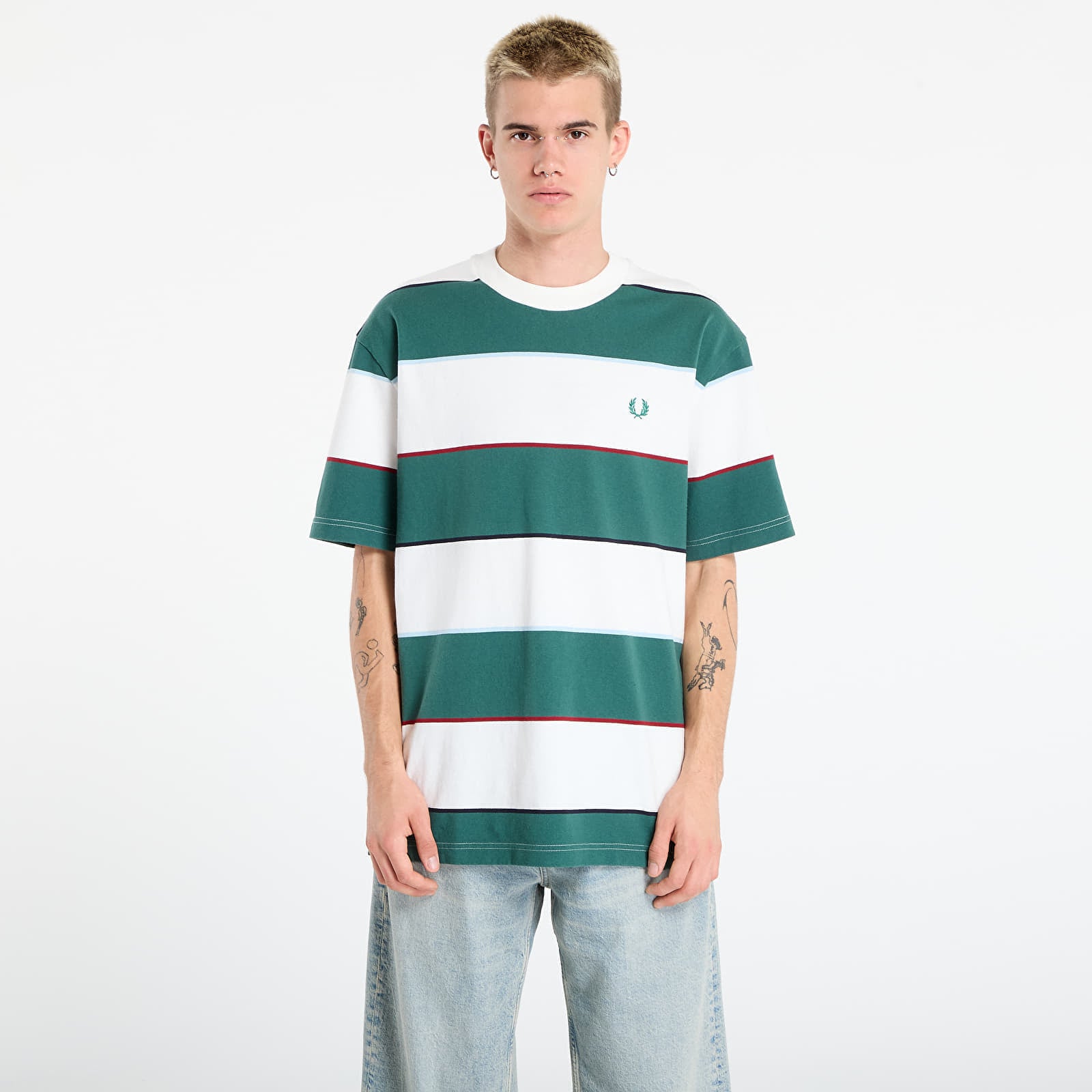 Koszulka FRED PERRY Striped Relaxed T-Shirt Snow White XL