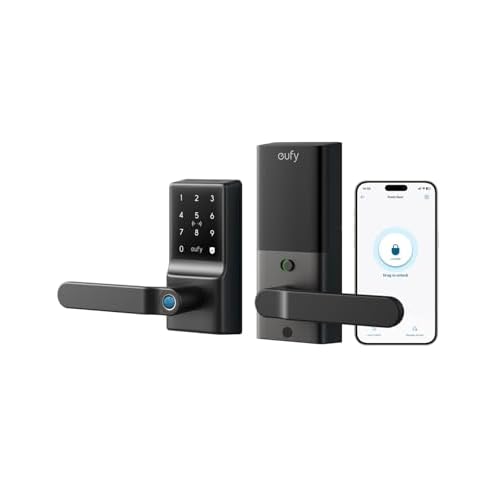 eufy Smart Lock C33, Keypad Door Lock with Handle, Fingerprint Door Knob, Keyless Entry Door Lock for Front Door and Bedrooms, Electronic Deadbolt, Wi