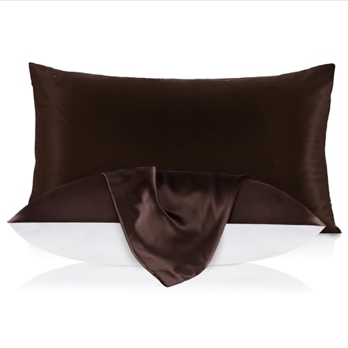 LILYSILK 19mm Silk Pillowcase with Cotton Underside for Hair and Skin 1pc Standard 20x30 Inch Chocolate Brown Standard 20''x30'' Chocolate Brown