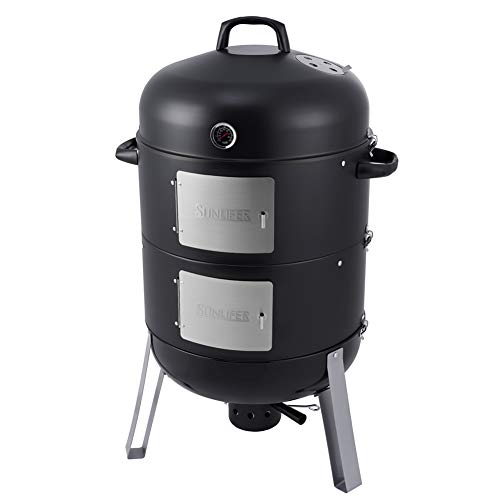 20.5 Inch Vertical Charcoal Smoker and Grill Combo, Heavy-Duty BBQ Smokers for Outdoor Cooking Camping