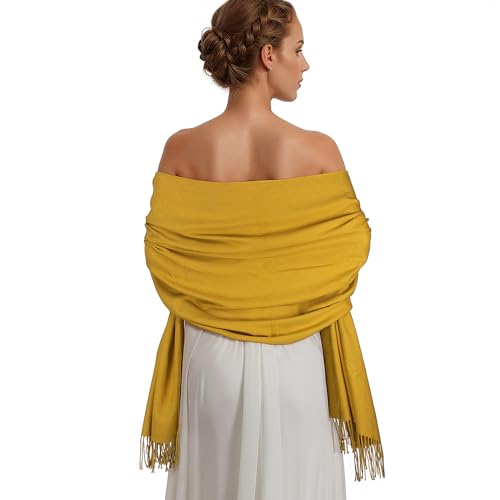 Pashmina Shawl Wraps for Women Large Winter Scarf Soft Shawls and Wraps for Evening Dresses Shawl for Wedding Yellow