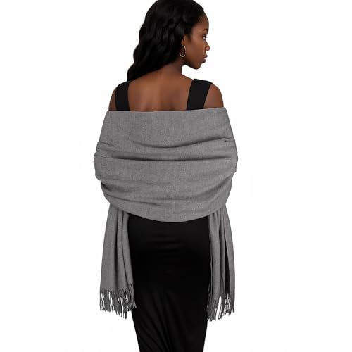 Womens Winter Scarf Pashmina Shawls and Wraps for Evening Dresses Warm Blanket Scarf for Wedding Grey