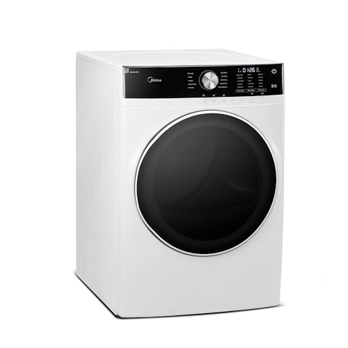 Midea MLE45N1AWW Front Load Electric Dryer Matching, with Stainless Steel Sensor Dry, Wrinkle Care, Touch Control, 10 Total Cycles, 8.0 Cu.ft, White